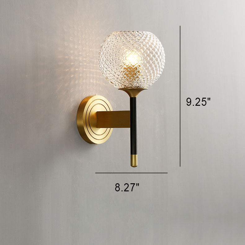 Light Luxury All Brass Glass 1/2-Light Wall Sconce Lamp
