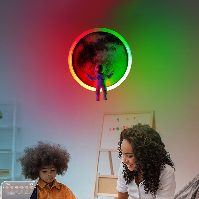 Round Round Moon Dolphins Astronauts LED Wall Sconce Lamp