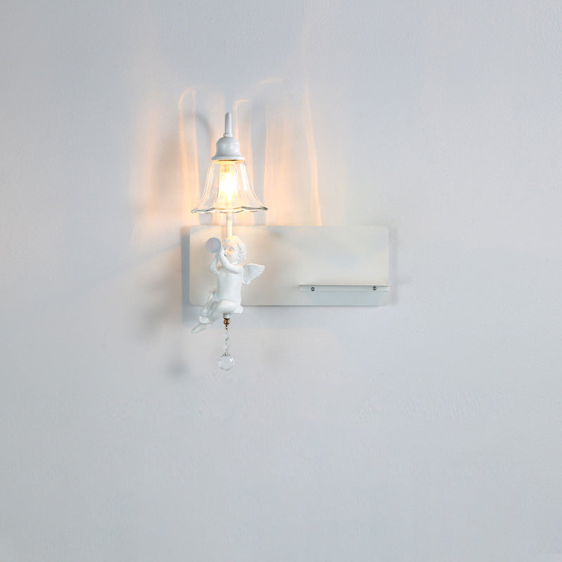 Creative Angel Petal Resin Glass 1/2 Light Wall Sconce Lamp