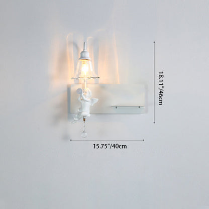 Creative Angel Petal Resin Glass 1/2 Light Wall Sconce Lamp