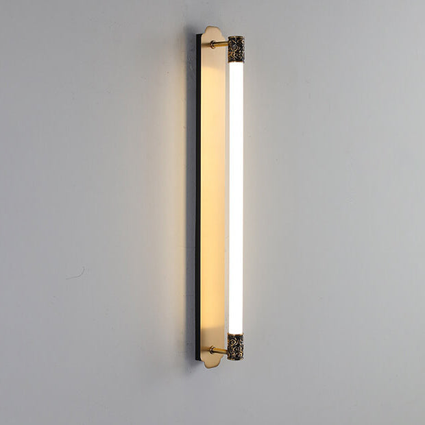 Minimalist All Copper Straight Strip LED Wall Sconce Lamp