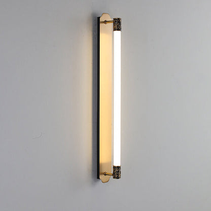 Minimalist All Copper Straight Strip LED Wall Sconce Lamp