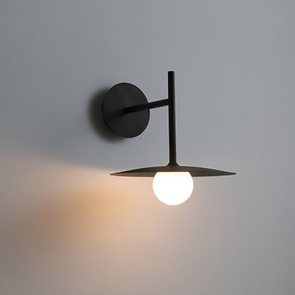Iron Glass Disc Round Plate 1-Light Wall Sconce Lamp