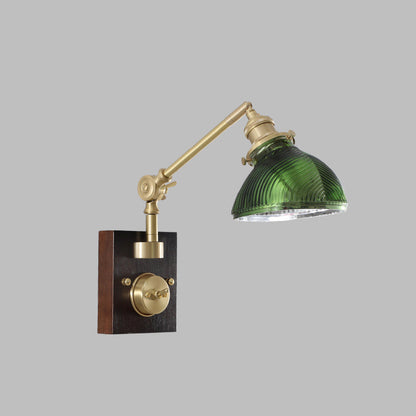 Half Round Glass Copper 1-Light Wall Sconce Lamp