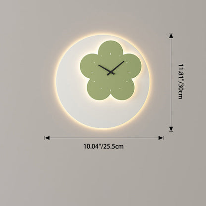 Round Clock Heart Iron Acrylic LED Wall Sconce Lamp