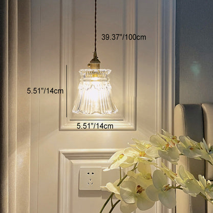 Round Cylinder Flower Brass Glass 1-Light Wall Sconce Lamp