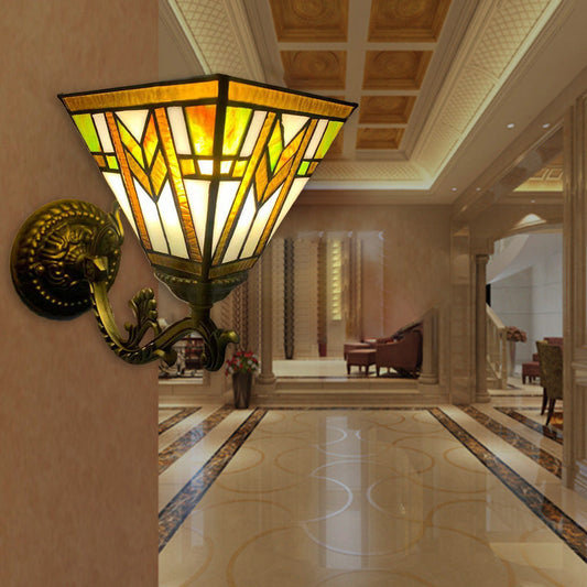 Tiffany Geometric Pyramid Shade 1-Light Wall Sconce Lamp
