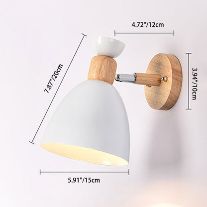 Round Horn Aluminum Wood 1-Light Wall Sconce Lamp