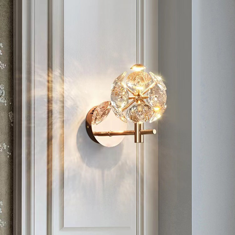 Luxury Hardware Crystal Ball LED Wall Sconce Lamp