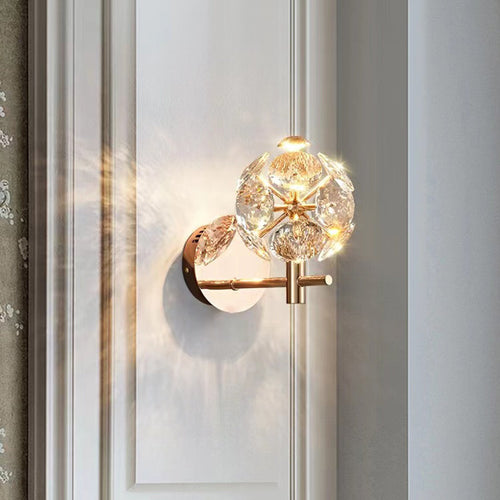 Luxury Hardware Crystal Ball LED Wall Sconce Lamp