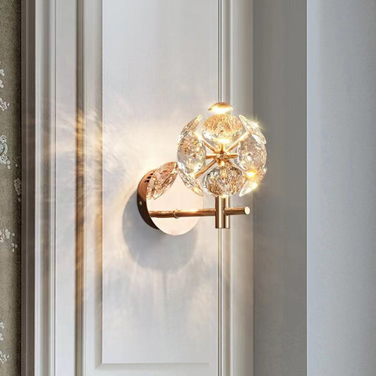 Luxury Hardware Crystal Ball LED Wall Sconce Lamp