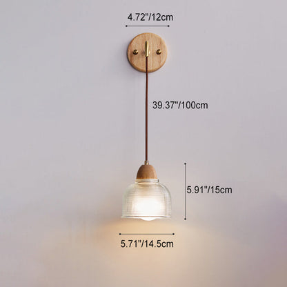 Cylinder Cone Solid Wood Glass 1-Light Wall Sconce Lamp