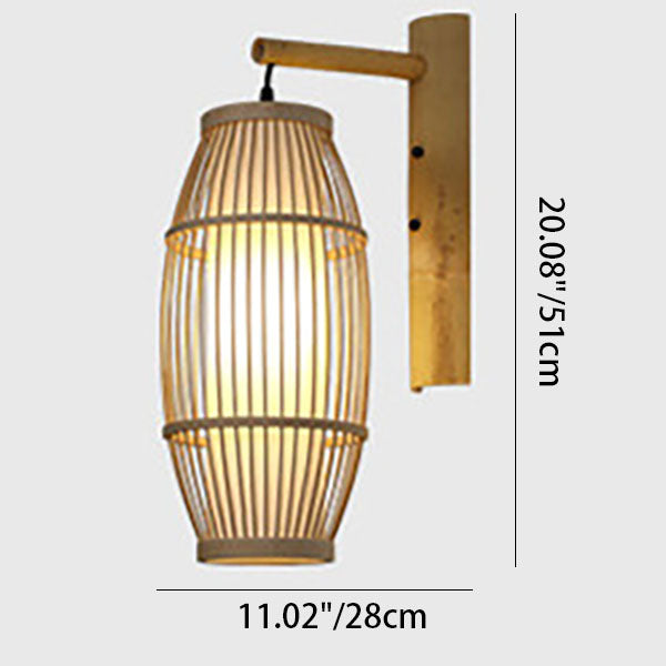 Chinese Weaving Bamboo Cage Shape 1-Light Wall Sconce Lamp
