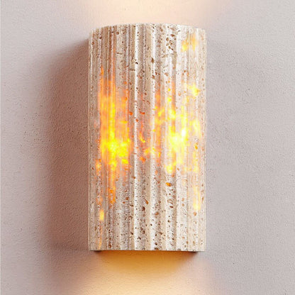 Japanese Travertine Half-Cylinder LED Wall Sconce Lamp