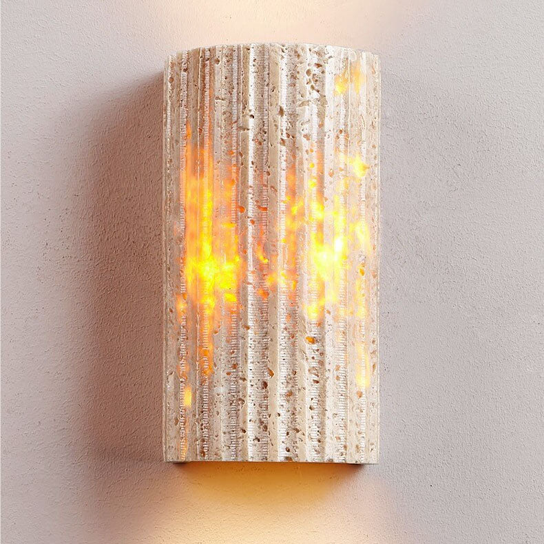Japanese Travertine Half-Cylinder LED Wall Sconce Lamp