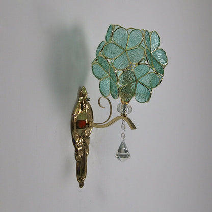 Tiffany Gold Frame Glass Metal 1-Light Wall Sconce Lamp