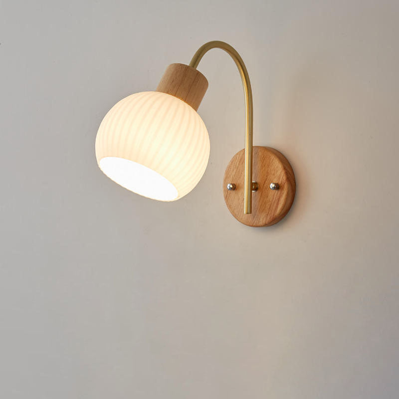 Ball Stripe Acrylic Wood Iron 1-Light Wall Sconce Lamp