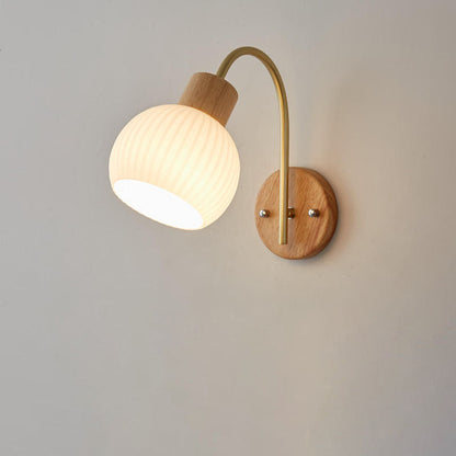 Ball Stripe Acrylic Wood Iron 1-Light Wall Sconce Lamp