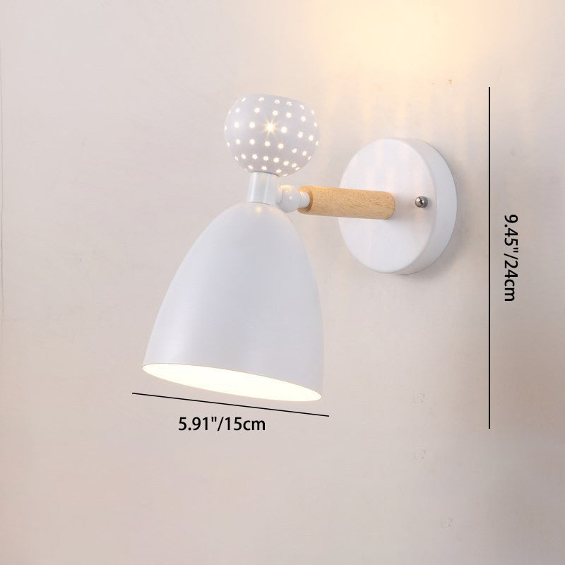 Scandinavian Wood Iron Round 1-Light Wall Sconce Lamp