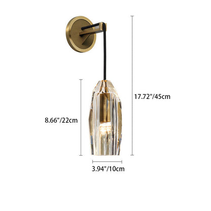 Cylinder Full Copper Crystal 1-Light Wall Sconce Lamp