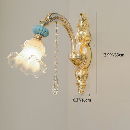 Floral Alloy Ceramic Glass 1/2 Light Wall Sconce Lamp