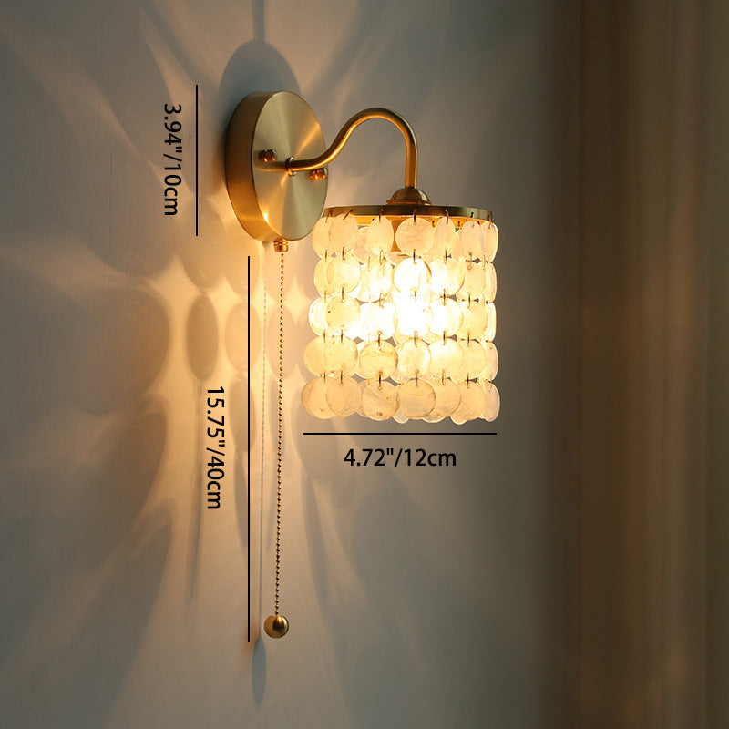 Round Shell Crystal Iron Frame 1-Light Wall Sconce Lamp