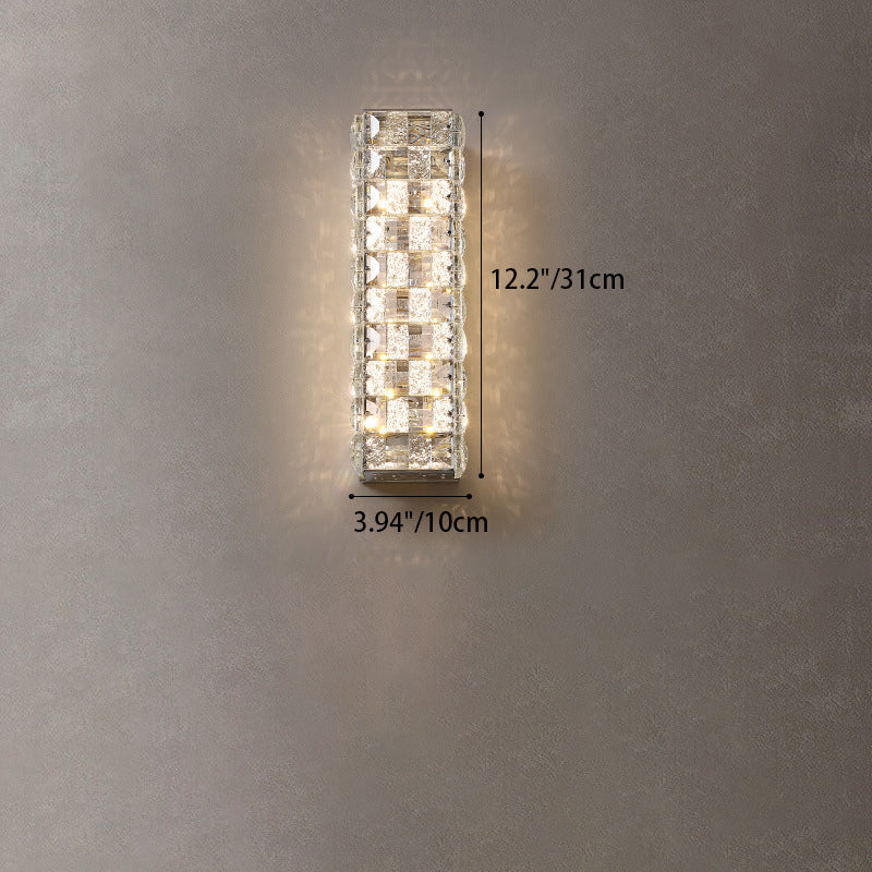 Rectangle Stainless Steel Crystal LED Wall Sconce Lamp