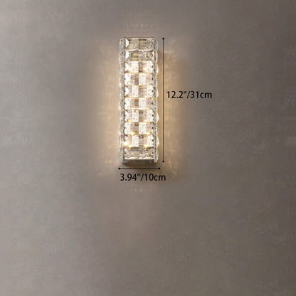 Rectangle Stainless Steel Crystal LED Wall Sconce Lamp