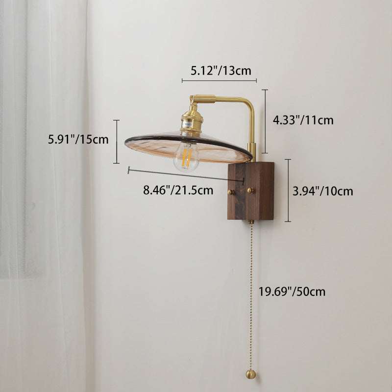 Full Amber Glass Square Shade 1-Light Wall Sconce Lamp