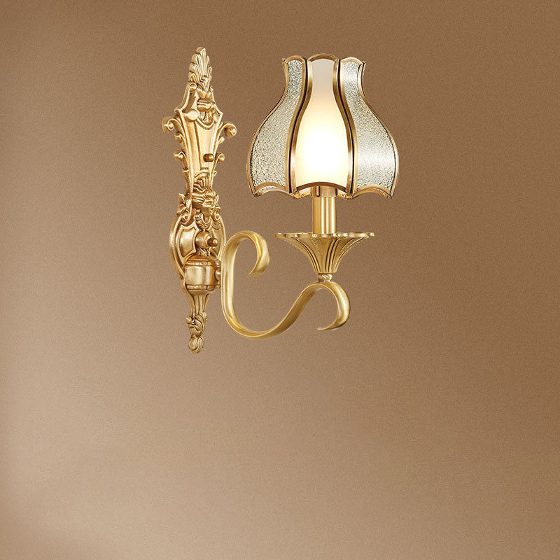 European Light Copper Glass 1/2-Light Wall Sconce Light