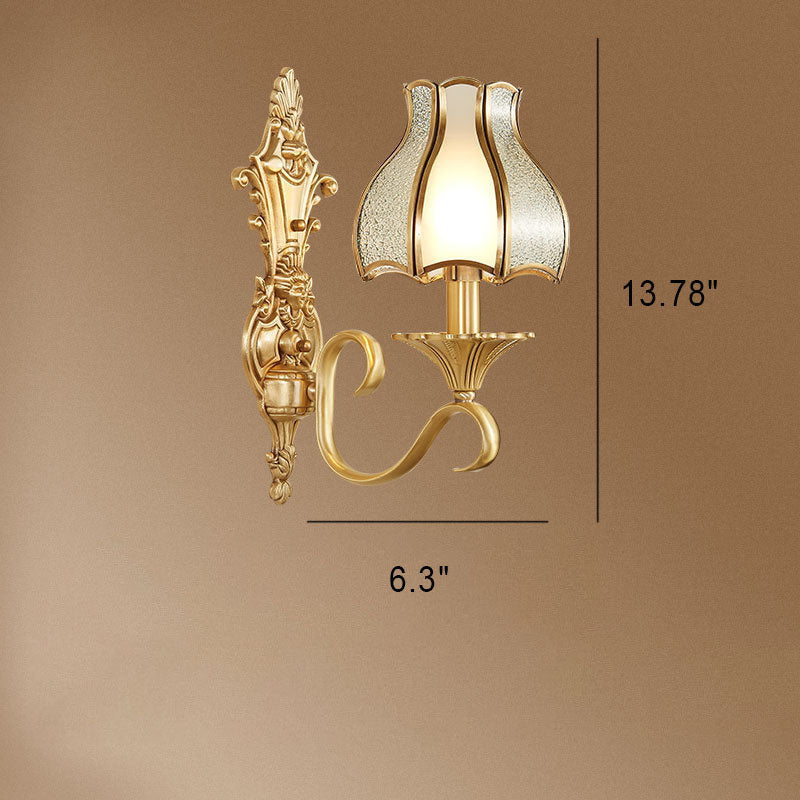 European Light Copper Glass 1/2-Light Wall Sconce Light
