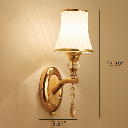 Glass Lampshade Zipper Switch 1/2-Light Wall Sconce Lamp