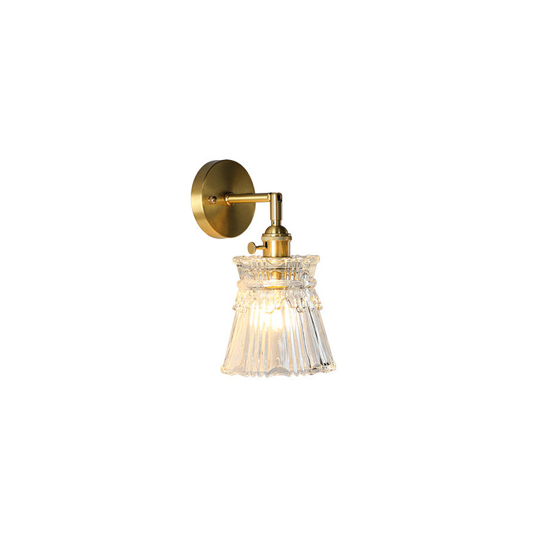 French Cylinder Ball Copper Glass 1-Light Wall Sconce Lamp