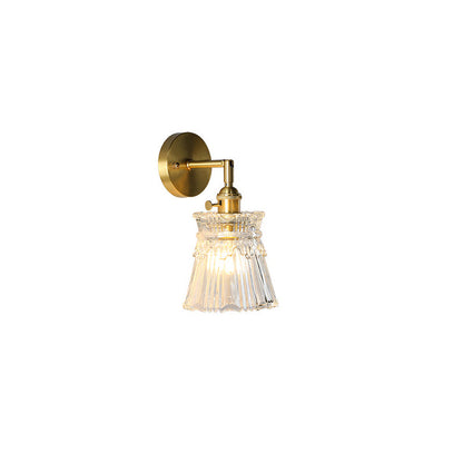 French Cylinder Ball Copper Glass 1-Light Wall Sconce Lamp