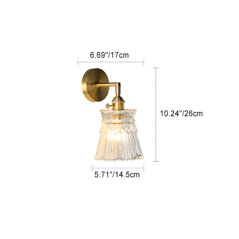 French Cylinder Ball Copper Glass 1-Light Wall Sconce Lamp