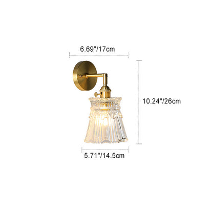 French Cylinder Ball Copper Glass 1-Light Wall Sconce Lamp