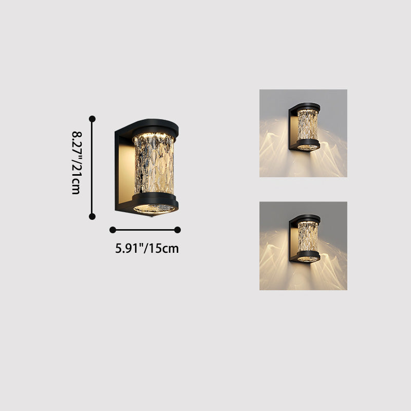 Waterproof Steel Glass Cylinder LED Wall Sconce Lamp