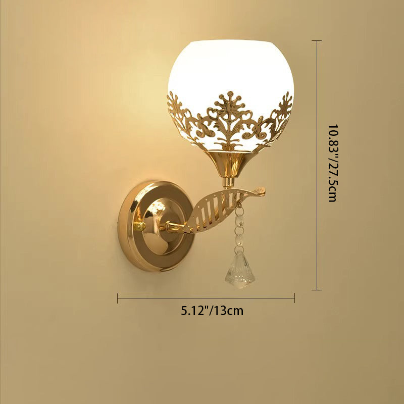 Minimalist Round Flower Iron Glass 1-Light Wall Sconce Lamp