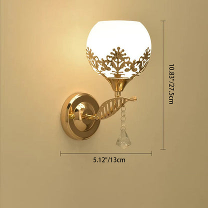 Minimalist Round Flower Iron Glass 1-Light Wall Sconce Lamp