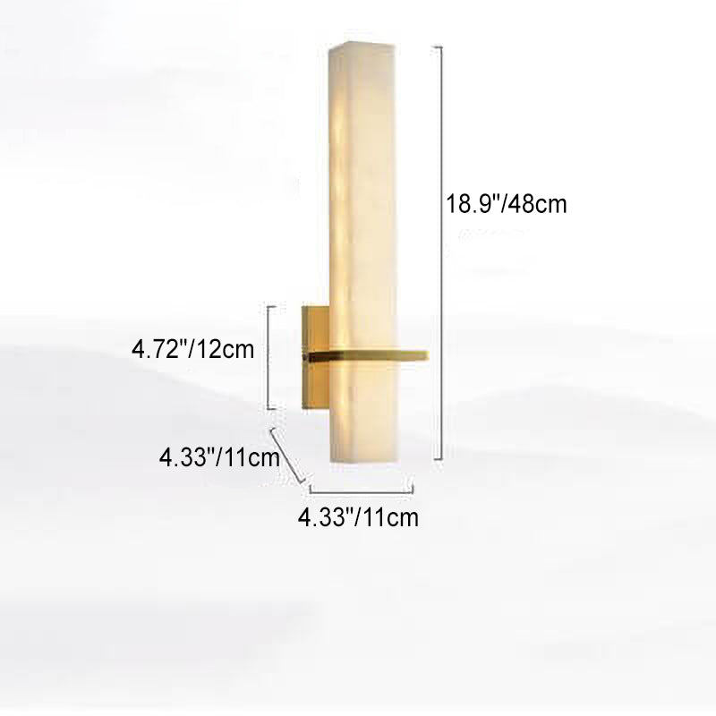 Light Full Copper Rectangular Lucite LED Wall Sconce Lamp