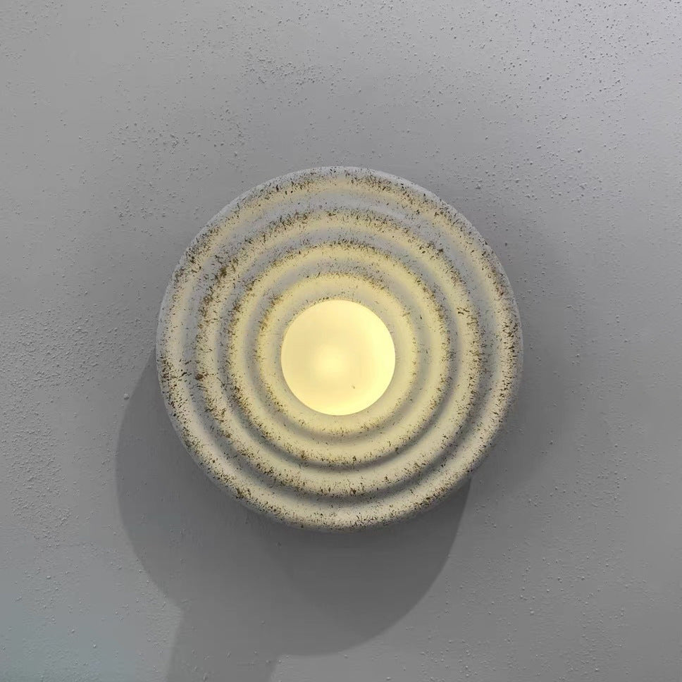 Round Ripple Resin Glass Iron 1-Light Wall Sconce Lamp