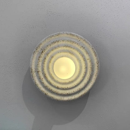 Round Ripple Resin Glass Iron 1-Light Wall Sconce Lamp
