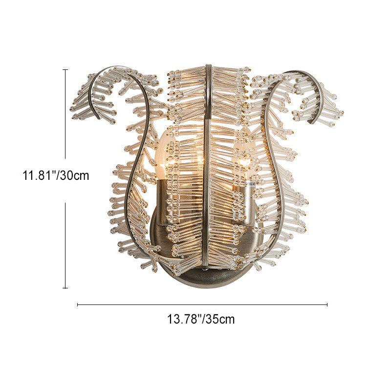 Glass Banana Leaf Iron Frame 3-Light Wall Sconce Lamp