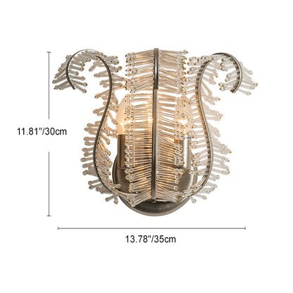 Glass Banana Leaf Iron Frame 3-Light Wall Sconce Lamp