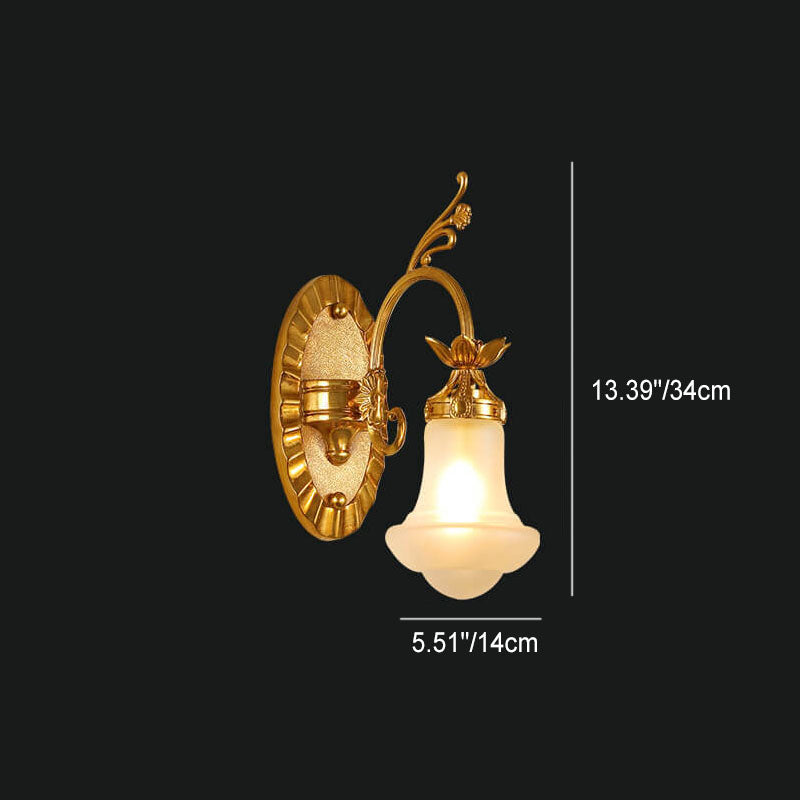 French Flower All Copper Glass 1-Light Wall Sconce Lamp