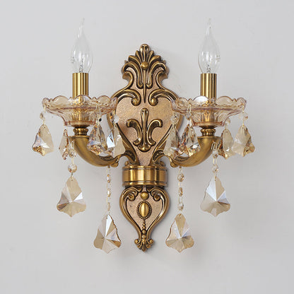 Candlestick Alloy Jade Crystal 2-Light Wall Sconce Lamp