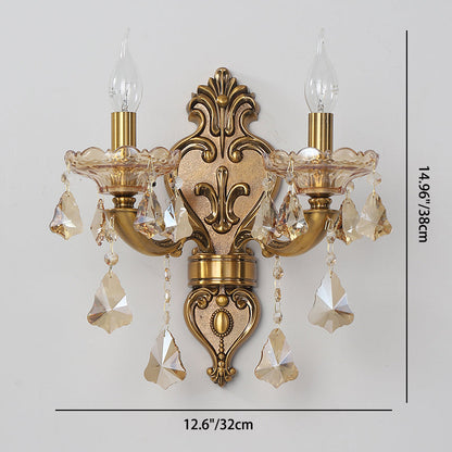 Candlestick Alloy Jade Crystal 2-Light Wall Sconce Lamp