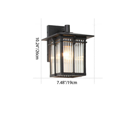 Aluminum Frame Ribbed Glass Shade 1-Light Wall Sconce Lamp