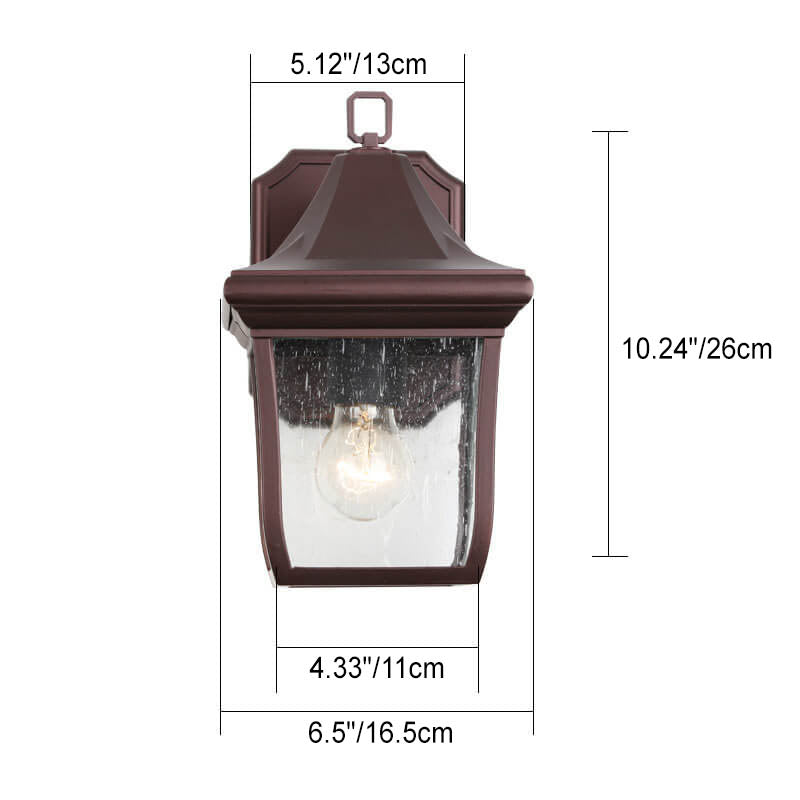 Retro Aluminum Alloy Glass 1-Light Outdoor Wall Sconce Lamp