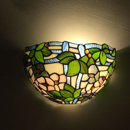 Tiffany Flower Dragonfly 1-Light Wall Sconce Lamp